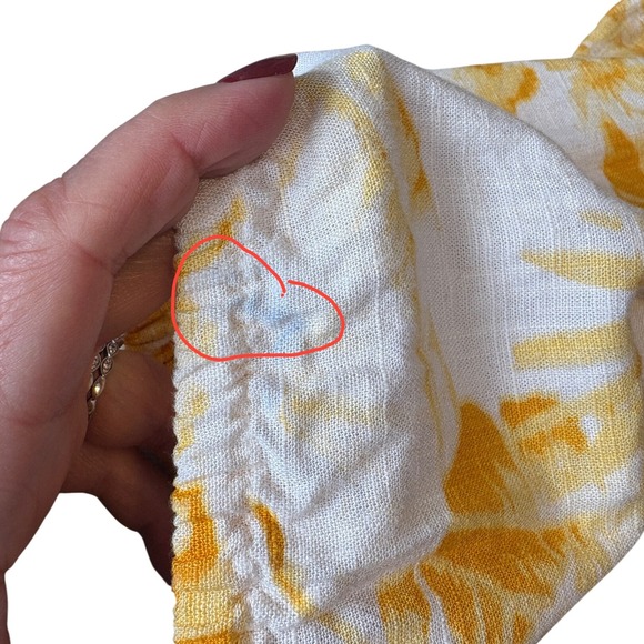 Express Rayon & Linen Yellow Floral Tie Front Crop Top,Size Large, Beach, Resort - Picture 9 of 9